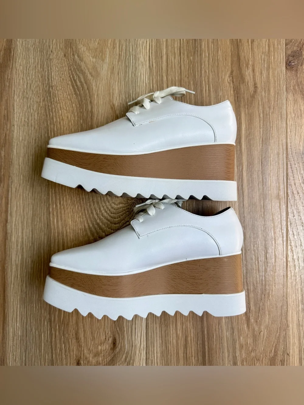 Stella McCartney Elyse White Platform Oxford Shoes Size 39